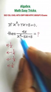 98K views · 723 reactions | Algebra Math Tricks #SSC #facebookreelsviral #viralchallenge #rrb #viralchallengevideo #rrbntpc #short #reelsfypシ #PSC #math #viral | TUMI JITBE | Facebook
