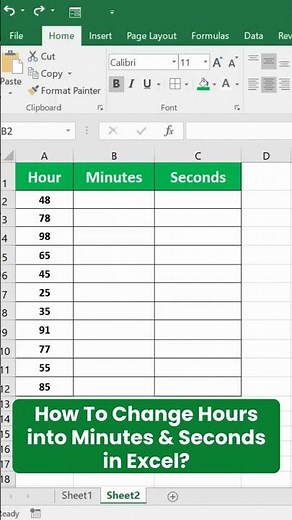How to Convert Hours to Minutes & Seconds in Excel | Easy Formula Tutorial.