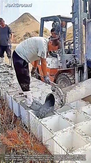 태양광 기초 시멘트 블록 제작 현장 #worker #process #solar #construction #manufacturing