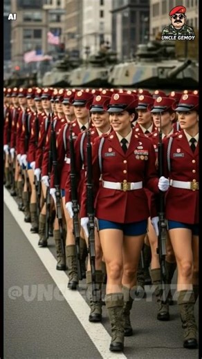 Ruby Red Majesty! Flawless Marching in Elegant Uniforms 💎❤️ #militaryparade #globalparade #viral