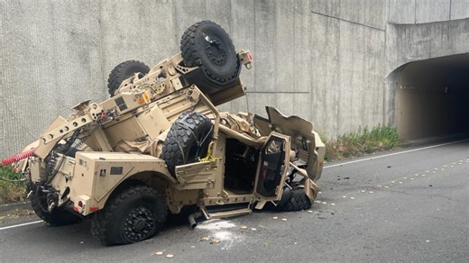 Military vehicle drives off 30-foot drop in Bellevue