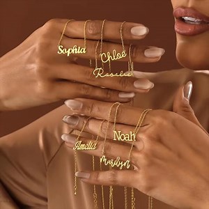 Personalized 18K Gold Plated Name Necklace: Custom Engraved Pendant - Etsy