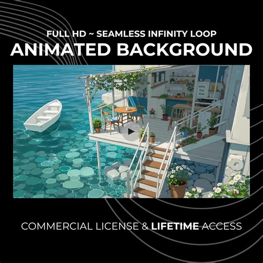 Lofi Cozy Cafe Stream Background | Animated Waterfront Loop for Twitch, OBS, Youtube | Aesthetic Vtuber Overlay HD Digital Backdrop - Etsy