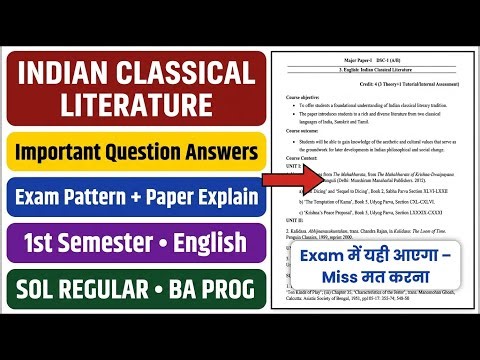 INDIAN CLASSICAL LITERATURE Important Questions Answers 1st Semester English Questions SOL REGULAR