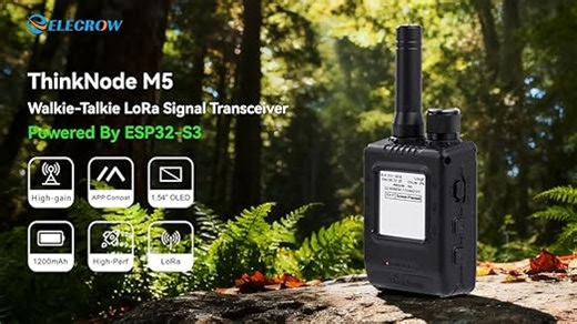ELECROW LoRa Meshtastic Funkmodul mit GPS & ESP32-S3 – ThinkNode M5, tragbares Wireless Modul mit 1,54 Zoll EPD Display & Gehäuse, SX1262 868MHz, 1200mAh Akku für Meshtastic Netzwerk & DIY-Projekte