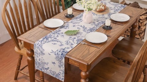Spring Table Runner, Wildflowers Floral Bird Table Decoration Seasonal Summer Home Kitchen Dining Table Indoor Outdoor Farmhouse Decor 13x72 Inch