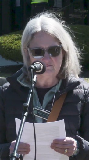 NH state Rep. Wendy Thomas at Bearing Witness on 4/8 on how Merrimack, NH stopped an ICE warehouse.