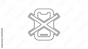 Black line No cell phone icon isolated on white background. No talking and calling sign. Cell prohibition. 4K Video motion graphic animation