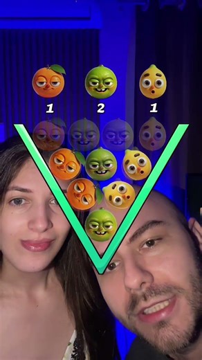 Fit all the fruits into the triangle!! #challenge #game #couple