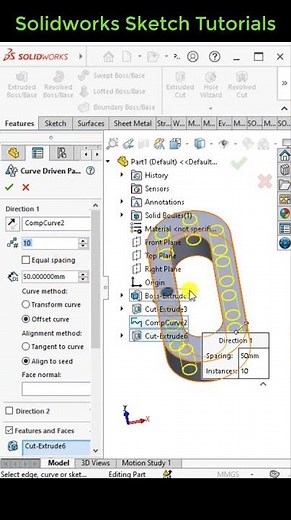 Solidworks curve driven pattern #solidworks2025 #pattern #3dcad