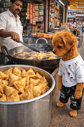 Poor puppy didn't have cash to buy samosa so, his rich friends making fun of him 😭#ai #puppies #trend #sad #story