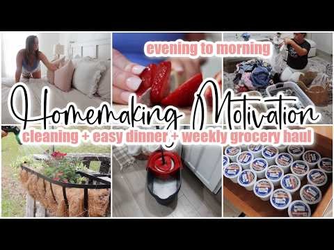 SUNDAY HOMEMAKING RESET 🧺 evening to morning motivation • grocery haul + easy dinner & cake recipe!