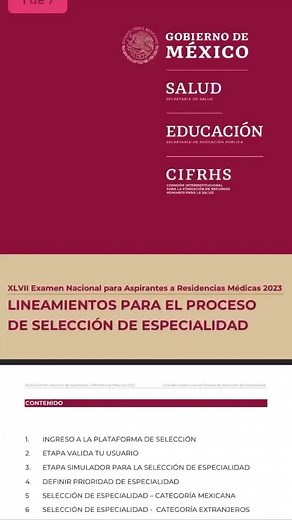 Lineamientos del proceso de selección de especialidad enarm 2023. Básicamente toca esperar al 13 de octubre para tener la guía oficial. #enarm2023 #enarm