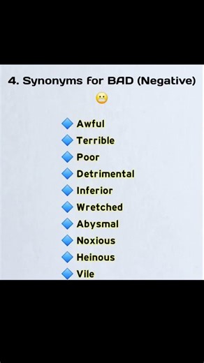 Synonyms of BAD (Negative) #synonyms #bad #negative #english
