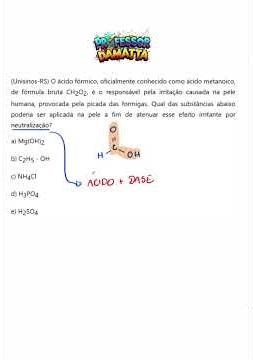Qual das substâncias abaixo pode ser aplicada na pele, a fim de atenuar esse efeito irritante #enem