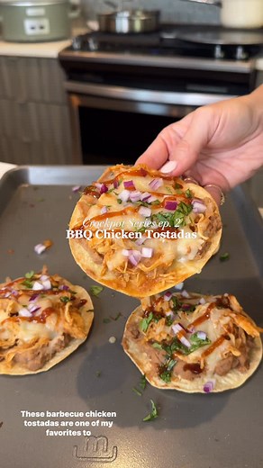 Taylor Dadds | Add these BBQ Chicken Tostadas to your weekend menu🤩 one of my favorites to make with a batch of crockpot bbq chicken! so simple for an... | Instagram