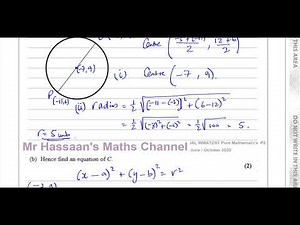 WMA12/01 IAL (Edexcel) P2 June/Oct 2020 Q4 Equations of Circles