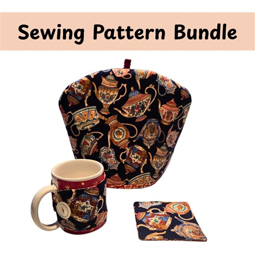 Teapot & Mug Cozy Sewing Pattern Bundle | Reversible Coasters | Printable Templates and Video Instructions for Beginners - Etsy