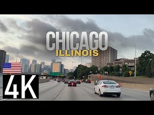 Chicago Morning Commute Drive in 4K - Chicago Road Tour - Downtown Chicago - Chicago Skyline