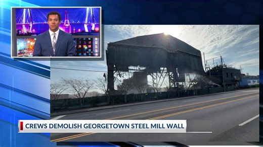 Crews demolish Georgetown steel mill wall
