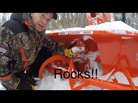 519 12" SNOW! Stuck Between a Rock and A Hard Place. Kubota LX2610. LX2980 Snow Blower. outdoors.