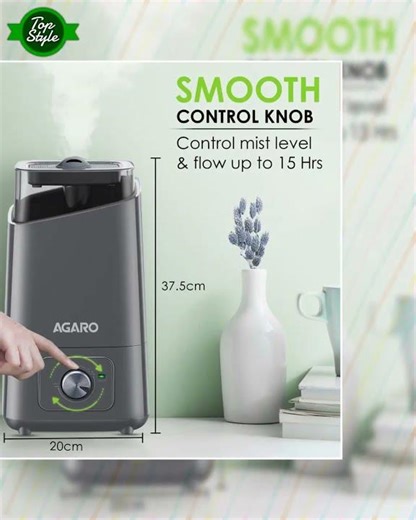AGARO Glory Cool Mist Ultrasonic Humidifier, 4.5Litres, For Large Area, Room, Home, Office, Adjus...