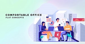 Comfortable office - Flat Concept