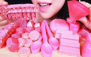 ☆ Abbey ☆ 桃粉色甜点合集（草莓饼干、樱桃宝石果冻、巧克力棉花糖、红豆大福、KitKat树莓威化、钻石果冻、巧克力勺子、蜂巢蜜、木槿花气泡水）食音咀嚼音