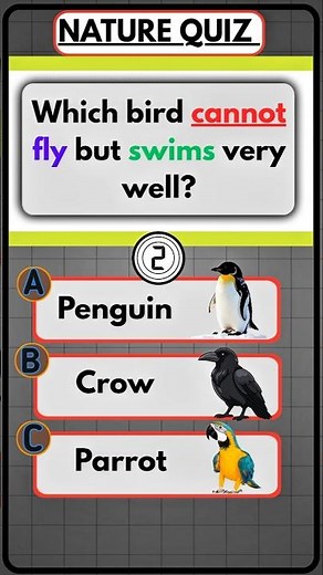 Nature & Birds Quiz 🌴🐧 | Fun GK Questions 😍QUIZ 55–56 | Oak Tree & Swimming Penguin 🔥
