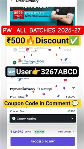 Pw Coupon Code 2027 Batch🔥 ₹1000 off 😱 | Pw latest Discount Coupon Code | Coupon Code for Pw Batch
