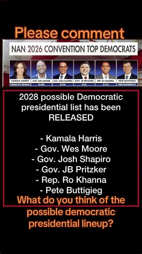 Here is a potential lineup for the 2028 Democratic presidential candidates! Given this lineup of possible candidates, who would be the best out of the worst? Or possibly knowing? Who would you vote for? Considering the Biden/Harris administration and what the Democrats have been doing in the past year, would you vote Democrat? Please be honest and comment.🤷‍♂️🤦‍♂️😤 BTW I don’t see Gavin Newsom‘s name do you?😮 ##breakingnews##usa##american##news##republican