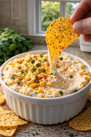 Mexican Street Corn Dip This creamy Mexican Street Corn Dip is inspired by classic elote flavors, combining sweet corn with a rich, tangy base and a gentle kick of spice. It’s easy to prepare, full of texture, and perfect for sharing at gatherings or serving as a crowd-pleasing appetizer. Ingredients • 3 cups corn kernels (fresh grilled, canned drained, or frozen and thawed) • 1 cup mayonnaise • 3/4 cup sour cream • 1/2 cup crumbled cotija cheese or feta cheese • 1/2 teaspoon chili powder • 1/4