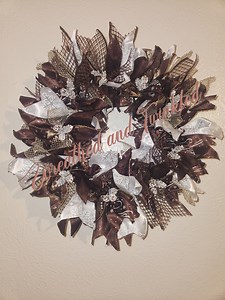 Wreath Winter Ribbon, Pine Cone Theme, 15", Plum Brown, Sign Options - Etsy