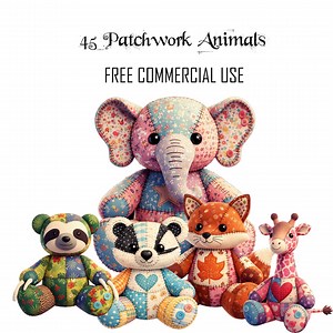 Patchwork Animal Clipart Bundle, Fabric Style Graphics (digital Download, PNG, 45 Images - Etsy