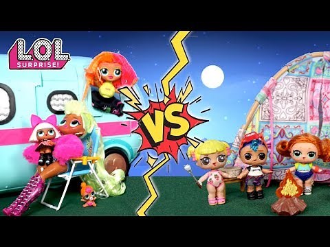 LOL Dolls Goldie & Punk Boi Camping Vs LOL OMG Camper