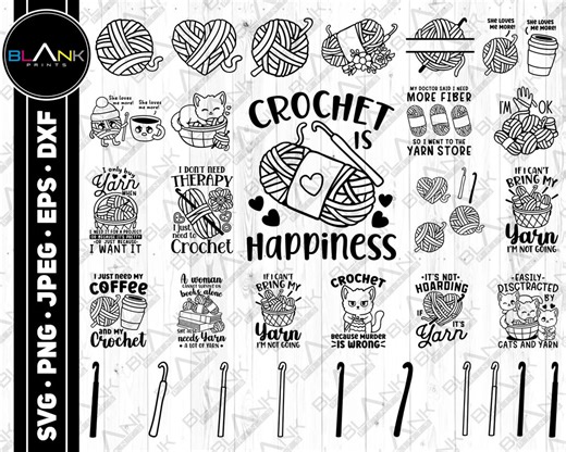 Crochet Vector Bundle: Cliparts, Silhouette (svg, Png, Jpg, Eps, Dxf) - Etsy