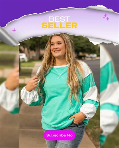 Aruba Blue Colorblock Patchwork Cross Seam Plus Sweatshirt