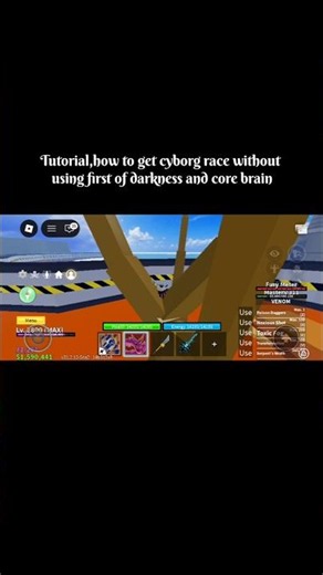 Tutorial how to get cyborg race without using fist of darkness and core brain #bloxfruits #roblox