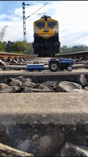 Real Train vs Mini Tractor on Track | Extreme Close Call Scene