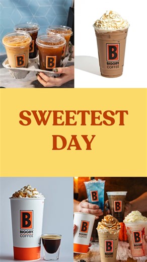 Sweetest Day smiles are brewing! Buy one drink, get one FREE (up to 24 oz) and bring your friend a coffee to make their day a little sweeter! Celebrate with us October 18, 2025. www.biggby.com #BIGGBYCOFFEE #coffeeshop #bardstownky | Biggby Coffee - 706 Bloomfield Rd., Bardstown, KY