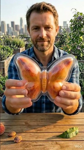 How to Shape a Peach into a Butterfly Using a Fruit Mold | Real Growing Process Macro Video