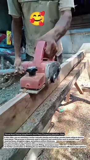 Manual Wood Planing Using Electric Hand Planer | Carpentry Education Video.