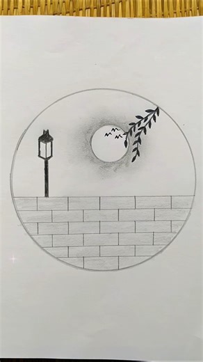 Peaceful Moon Night Drawing 🌙| Pencil Sketch #art #drawing #shorts #reels