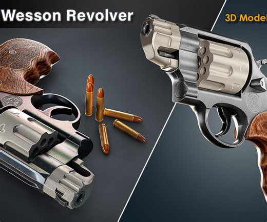 ArtStation - Smith&Wesson Revolver / 3D Model   Full Tutorial | Tutorials