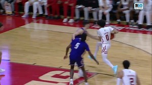 Rutgers' Derek Simpson pulls off a TOUGH and-1 floater vs. Stonehill