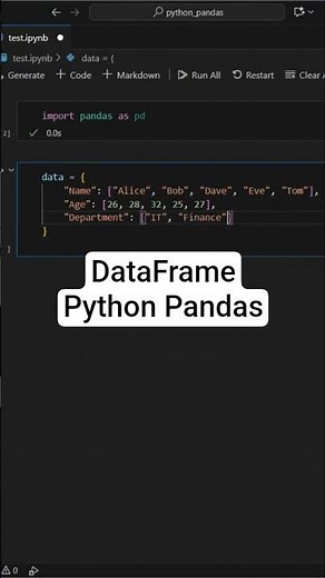 Python Pandas DataFrame in 60 Seconds #pyhton #pandas #dataframe #pandasdataframe #learnpython