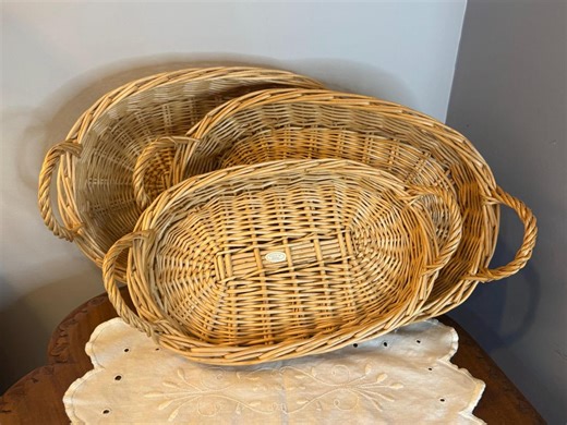 Vintage Woven Basket or Tray, Natural Wicker Rattan Weave, Vintage Oblong Basket, Farmhouse Decor, Storage Tray, Bread Basket, Wall Decor - Etsy