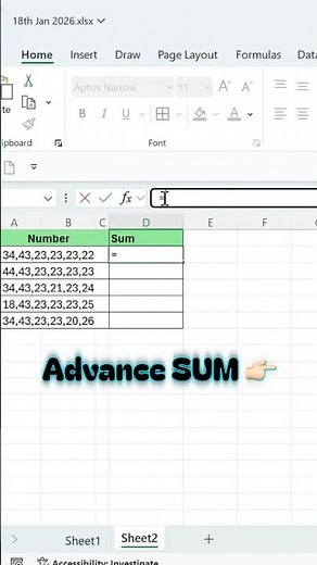 Advance SUM in Excel l Excel formula for number series #exceltips #exceltricks #microsoftexcel