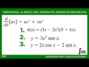Derivadas, la regla del producto. Tres ejemplos resueltos