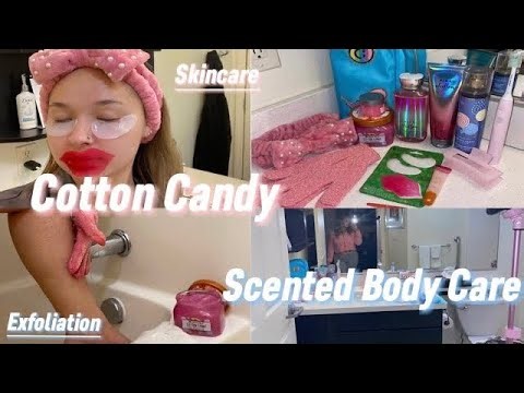 Sweet Cotton Candy Shower Routine 🍭 Braces Care + Skincare & Exfoliating